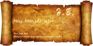 Hey Benjámin névjegykártya