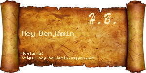 Hey Benjámin névjegykártya